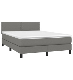 Sommier tapissier et matelas et LED Gris foncé 140x190 cm Tissu