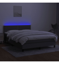 Sommier tapissier et matelas et LED Gris foncé 140x190 cm Tissu