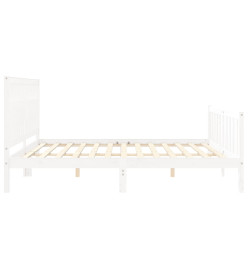 Cadre de lit avec tête de lit blanc 200x200 cm bois massif