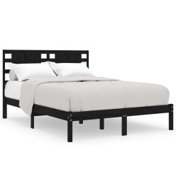 Cadre de lit Noir Bois de pin massif 140x190 cm