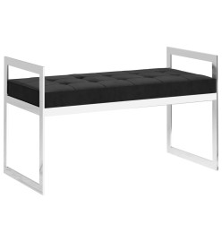 Banc 97 cm Noir Velours et acier inoxydable