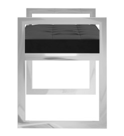 Banc 97 cm Noir Velours et acier inoxydable