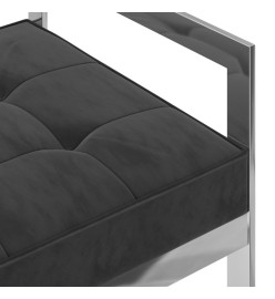 Banc 97 cm Noir Velours et acier inoxydable