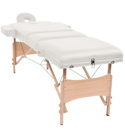 Table de massage pliable et tabouret 10 cm d'épaisseur Blanc