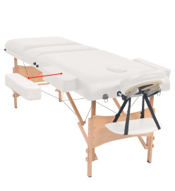 Table de massage pliable et tabouret 10 cm d'épaisseur Blanc