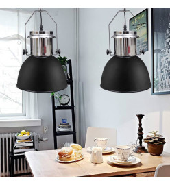 Plafonnier métallique 2 pcs Hauteur réglable Moderne Noir