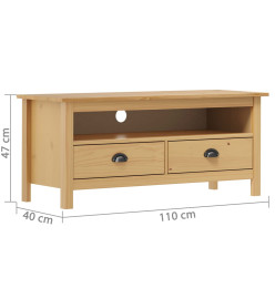 Meuble TV Hill Range Marron miel 110x40x47cm Bois de pin solide