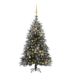 Sapin de Noël artificiel LED et flocons de neige 180 cm PVC PE