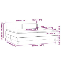 Lit à sommier tapissier et matelas Gris foncé 200x200cm Velours