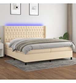 Sommier tapissier et matelas et LED Crème 200x200 cm Tissu