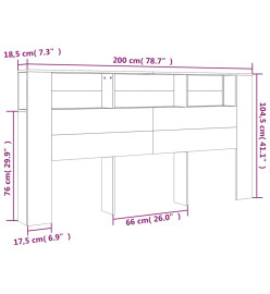 Armoire de tête de lit Blanc 200x18,5x104,5 cm