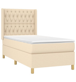Lit à sommier tapissier avec matelas Crème 100x200 cm Tissu
