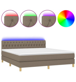 Sommier tapissier avec matelas et LED Taupe 180x200 cm Tissu