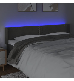 Tête de lit à LED Gris foncé 203x16x78/88 cm Velours