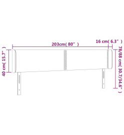 Tête de lit à LED Gris foncé 203x16x78/88 cm Velours