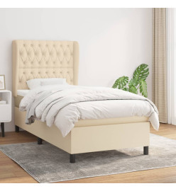 Lit à sommier tapissier avec matelas Crème 100x200 cm Tissu