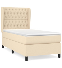 Lit à sommier tapissier avec matelas Crème 100x200 cm Tissu