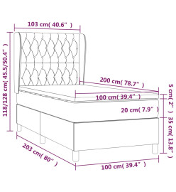 Lit à sommier tapissier avec matelas Crème 100x200 cm Tissu