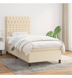 Lit à sommier tapissier avec matelas Crème 100x200 cm Tissu