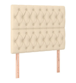 Sommier tapissier avec matelas et LED Crème 100x200 cm Tissu