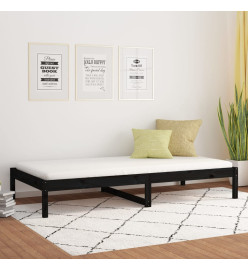 Lit de jour Noir 90x190 cm Simple Bois de pin massif