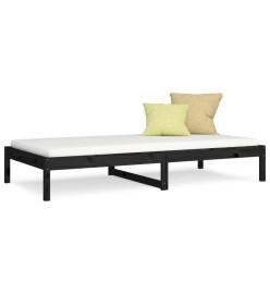 Lit de jour Noir 90x190 cm Simple Bois de pin massif