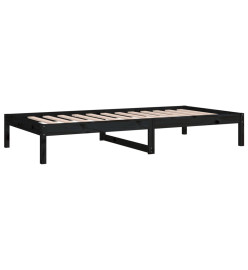 Lit de jour Noir 90x190 cm Simple Bois de pin massif