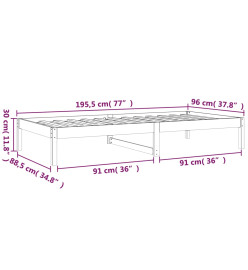 Lit de jour Noir 90x190 cm Simple Bois de pin massif