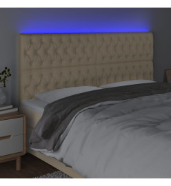 Tête de lit à LED Crème 200x7x118/128 cm Tissu