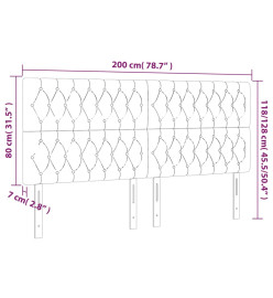 Tête de lit à LED Crème 200x7x118/128 cm Tissu