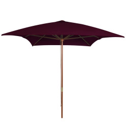 Parasol d'extérieur avec mât en bois Rouge bordeaux 200x300 cm