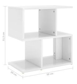 Table de chevet Blanc brillant 50x30x51,5 cm Aggloméré