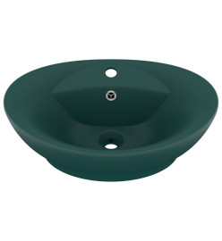 Lavabo ovale à trop-plein Vert foncé mat 58,5x39 cm Céramique