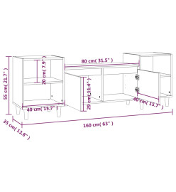 Meuble TV Gris béton 160x35x55 cm Bois d'ingénierie