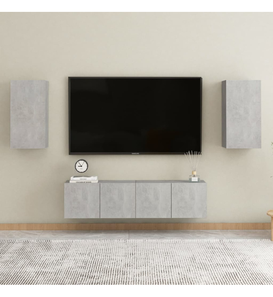 Ensemble de meubles TV 4 pcs Gris béton Aggloméré