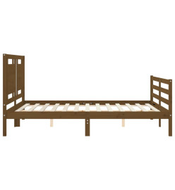 Cadre de lit avec tête de lit marron miel 160x200cm bois massif