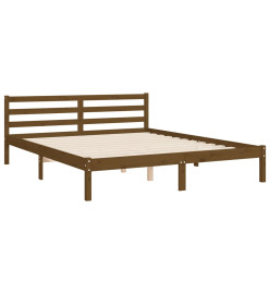 Cadre de lit avec tête de lit marron miel 160x200cm bois massif