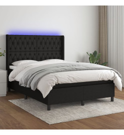 Sommier tapissier avec matelas et LED Noir 140x200 cm Tissu