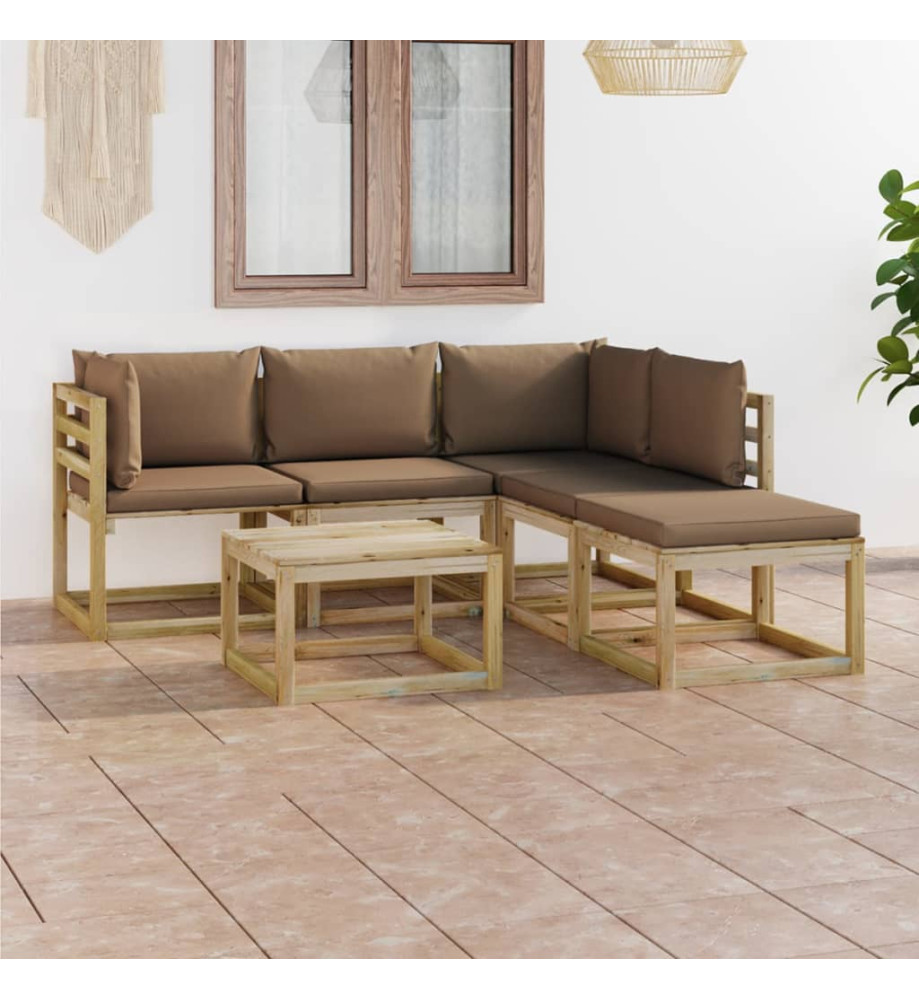 Salon de jardin 6 pcs avec coussins taupe Salon de jardin 6 pcs avec coussins taupe