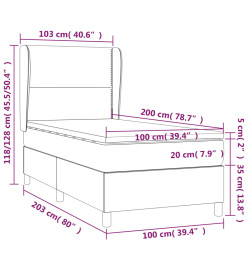 Lit à sommier tapissier avec matelas Gris clair 100x200cm Tissu