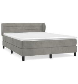 Lit à sommier tapissier et matelas Gris clair 140x190cm Velours