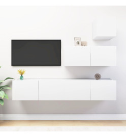 Ensemble de meuble TV 4 pcs Blanc Aggloméré