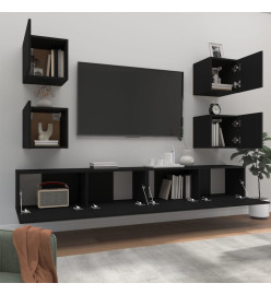 Ensemble de meubles TV 6 pcs Noir Bois d'ingénierie