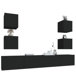 Ensemble de meubles TV 6 pcs Noir Bois d'ingénierie