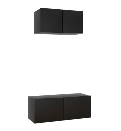 Ensemble de meuble TV 2 pcs Noir Aggloméré