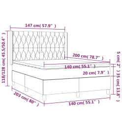 Lit à sommier tapissier avec matelas Gris foncé 140x200cm Tissu