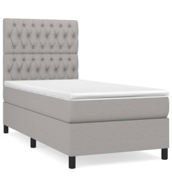 Lit à sommier tapissier avec matelas Gris clair 100x200cm Tissu