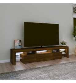 Meuble TV avec lumières LED Chêne marron 200x36,5x40 cm