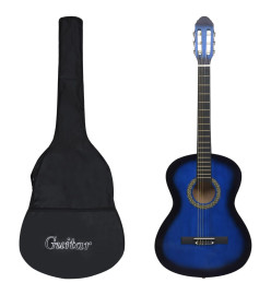 Guitare classique avec sac pour débutants Bleu 4/4 39"