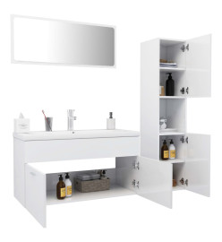 Ensemble de meubles de salle de bain Blanc brillant Aggloméré